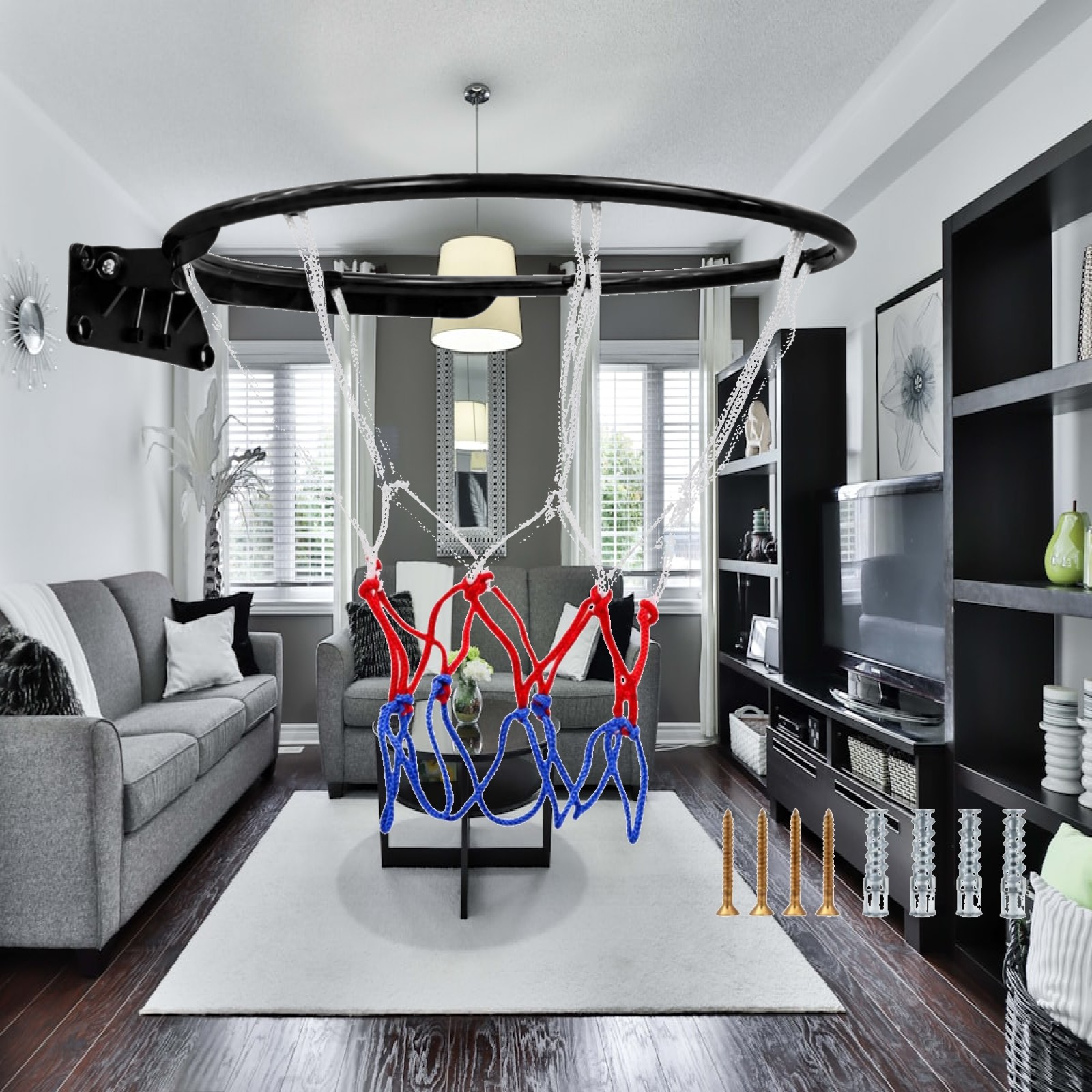 Basketball Hoop - Wall-Mounted Basketball Hoop Compact Wall Basketball